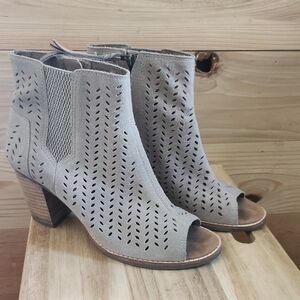 Toms Beige Perforated Ankle Booties